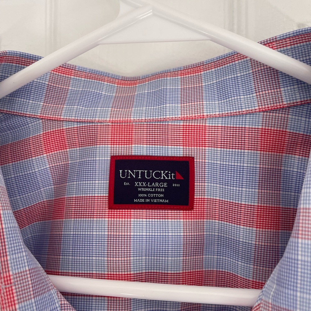 UNTUCKit Light Blue & Red Check Morey Wrinkle Free Button Down XXXL - Picture 3 of 7